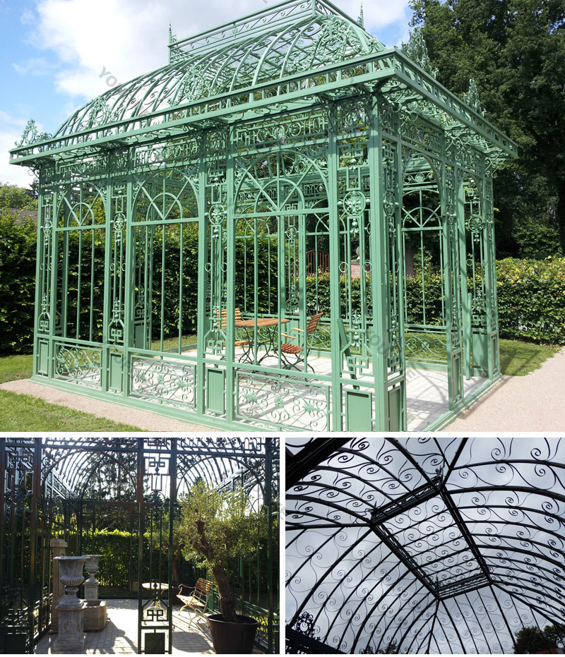 large greenhouse iron gazebo design for outdoor decoration