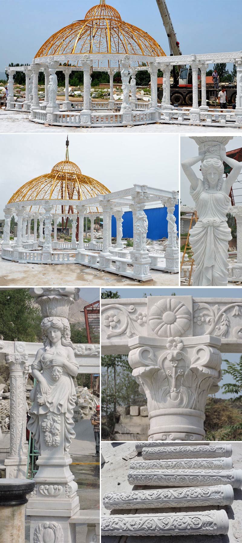 large luxury outdoor custom white marble gazebo designs for sale