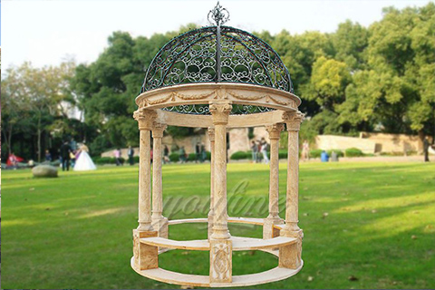 outdoor Hand carved round natural stone gazebo for sale