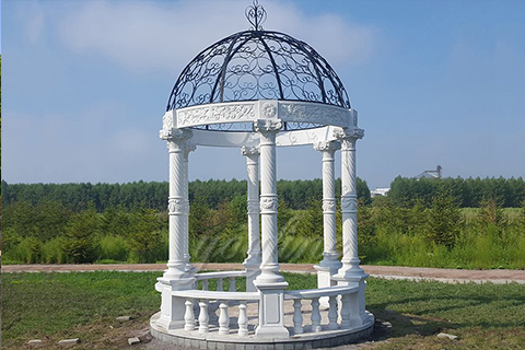 Outdoor Garden Ornament hand carved white stone gazebos