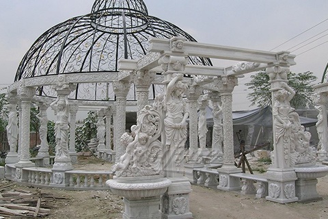 Popular designs outdoor marble carving garden luxury gazebos