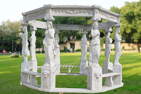 Hand carved natural stone marble garden gazebo for sale