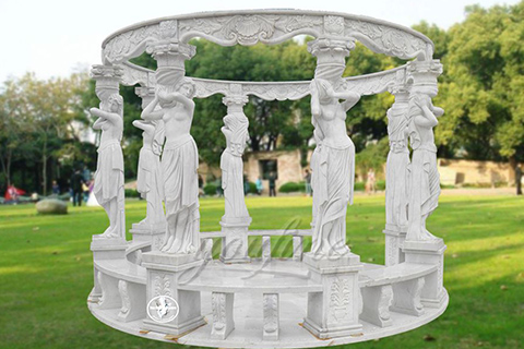 Hot sale outdoor white marble gazebos with lady